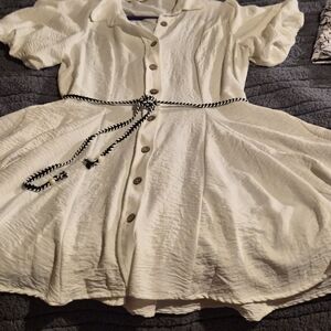 Charming White Womens Dress with Button Detail Size XL